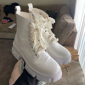 White combat boots